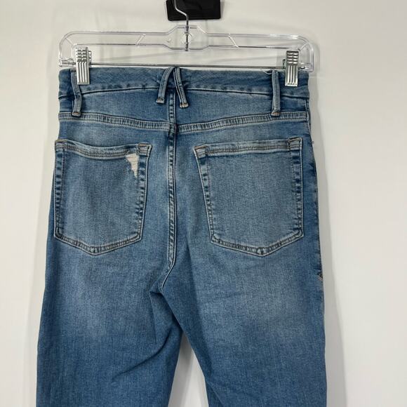 Good American Good Straight Jeans in Indigo033 Raw Hem - Picture 6 of 7
